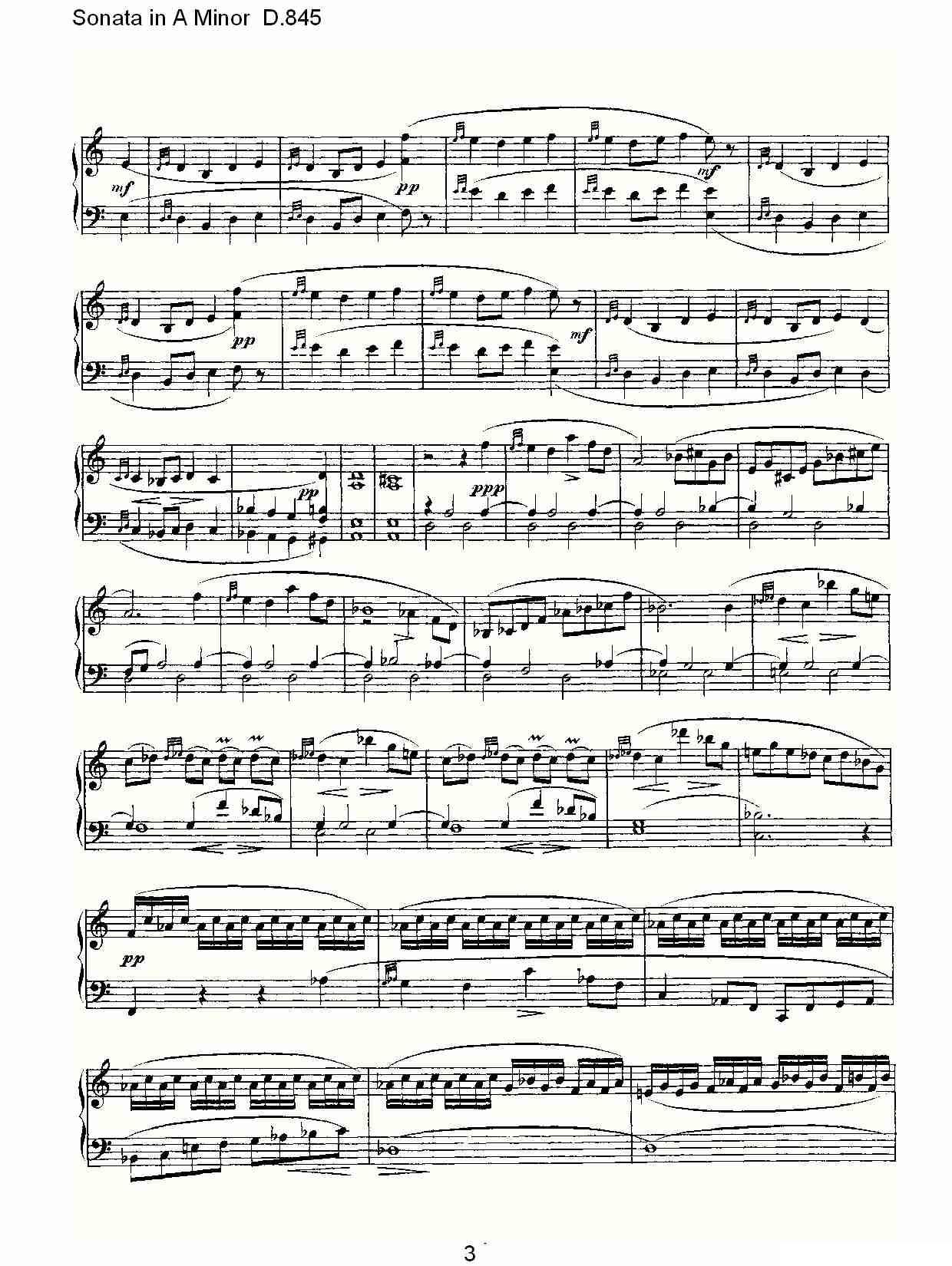 Sonata in A Minor D.845（A小调奏鸣曲 D.845）钢琴曲谱（图3）