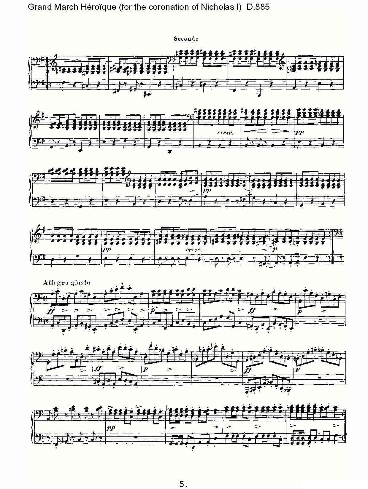 豪华进行曲（为尼古拉斯一世加冕礼而作)D.88）钢琴曲谱（图5）