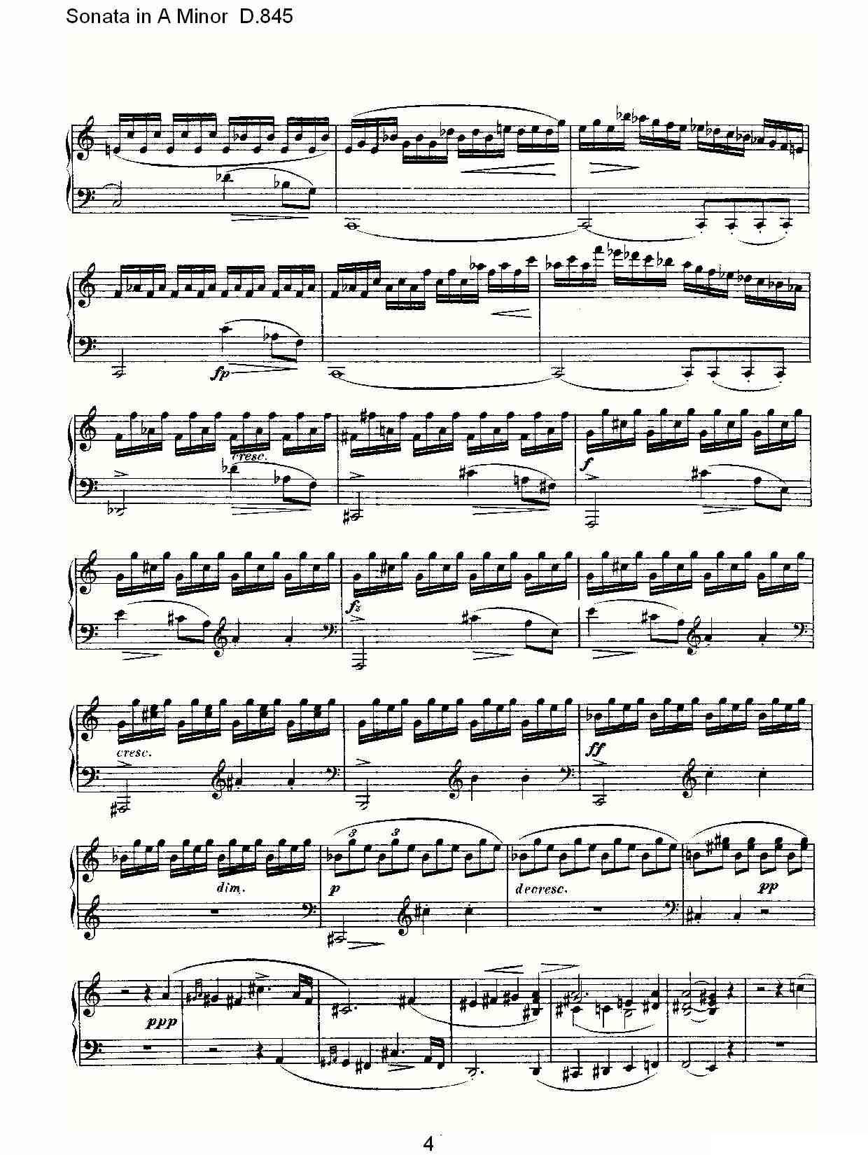 Sonata in A Minor D.845（A小调奏鸣曲 D.845）钢琴曲谱（图4）