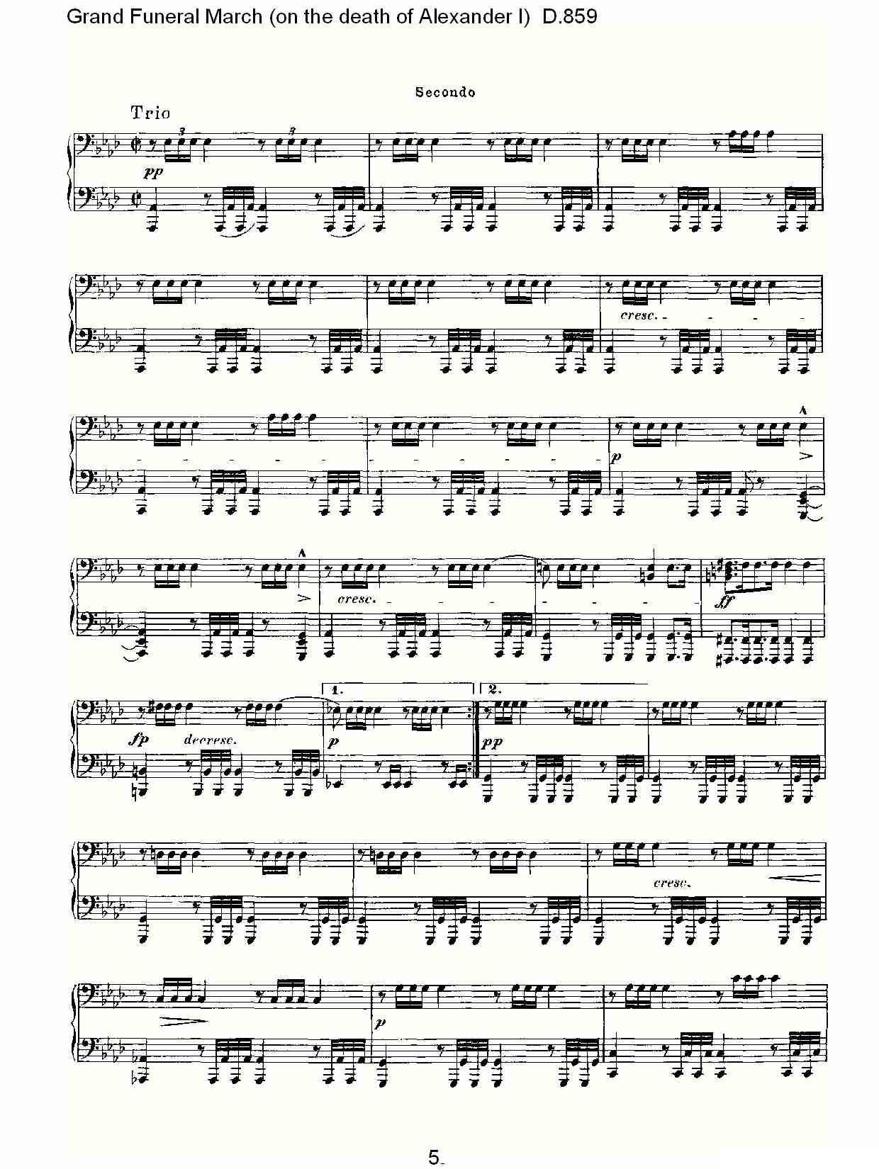 豪华葬礼进行曲（为亚历山大一世的逝世而作)D.85）钢琴曲谱（图5）