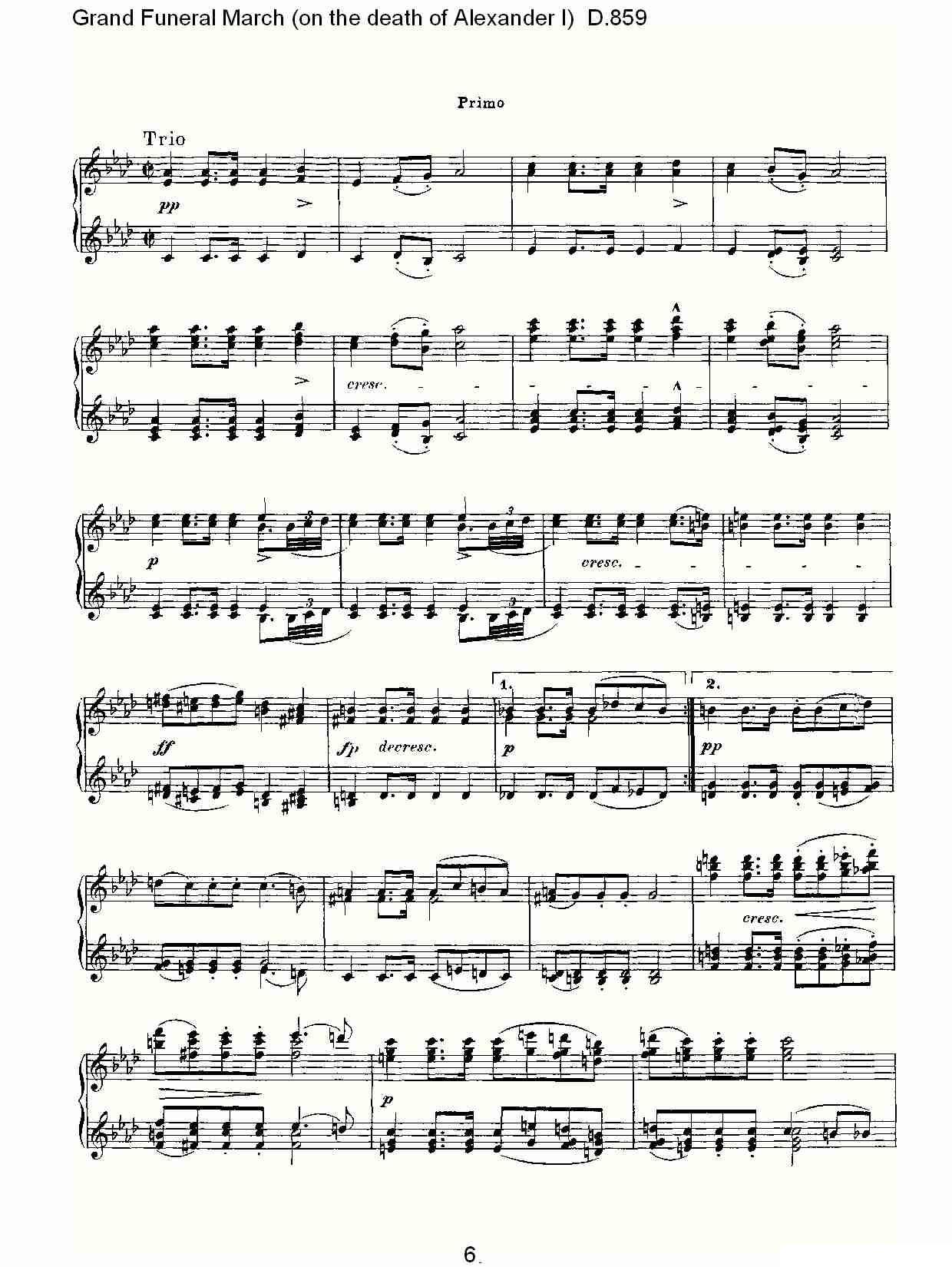 豪华葬礼进行曲（为亚历山大一世的逝世而作)D.85）钢琴曲谱（图6）