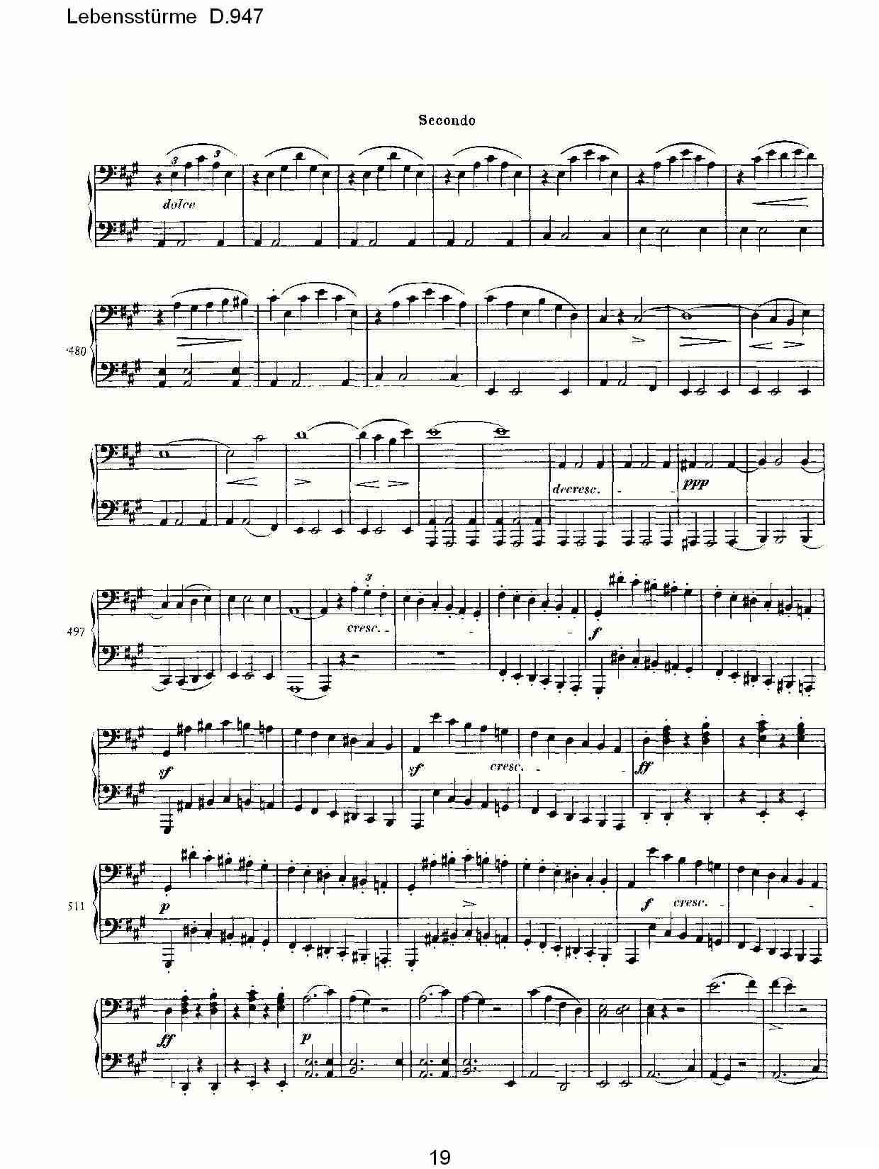 Lebensstürme D.947钢琴曲谱（图19）