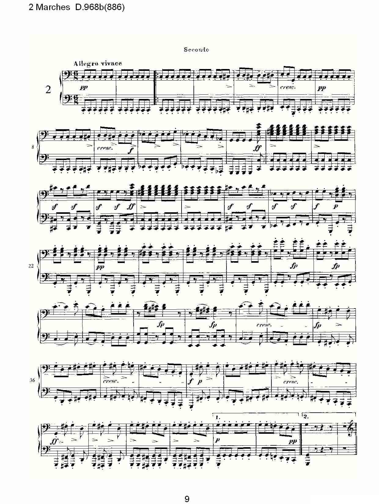 2 Marches D.968b（886 [2进行曲 D.968]）钢琴曲谱（图9）