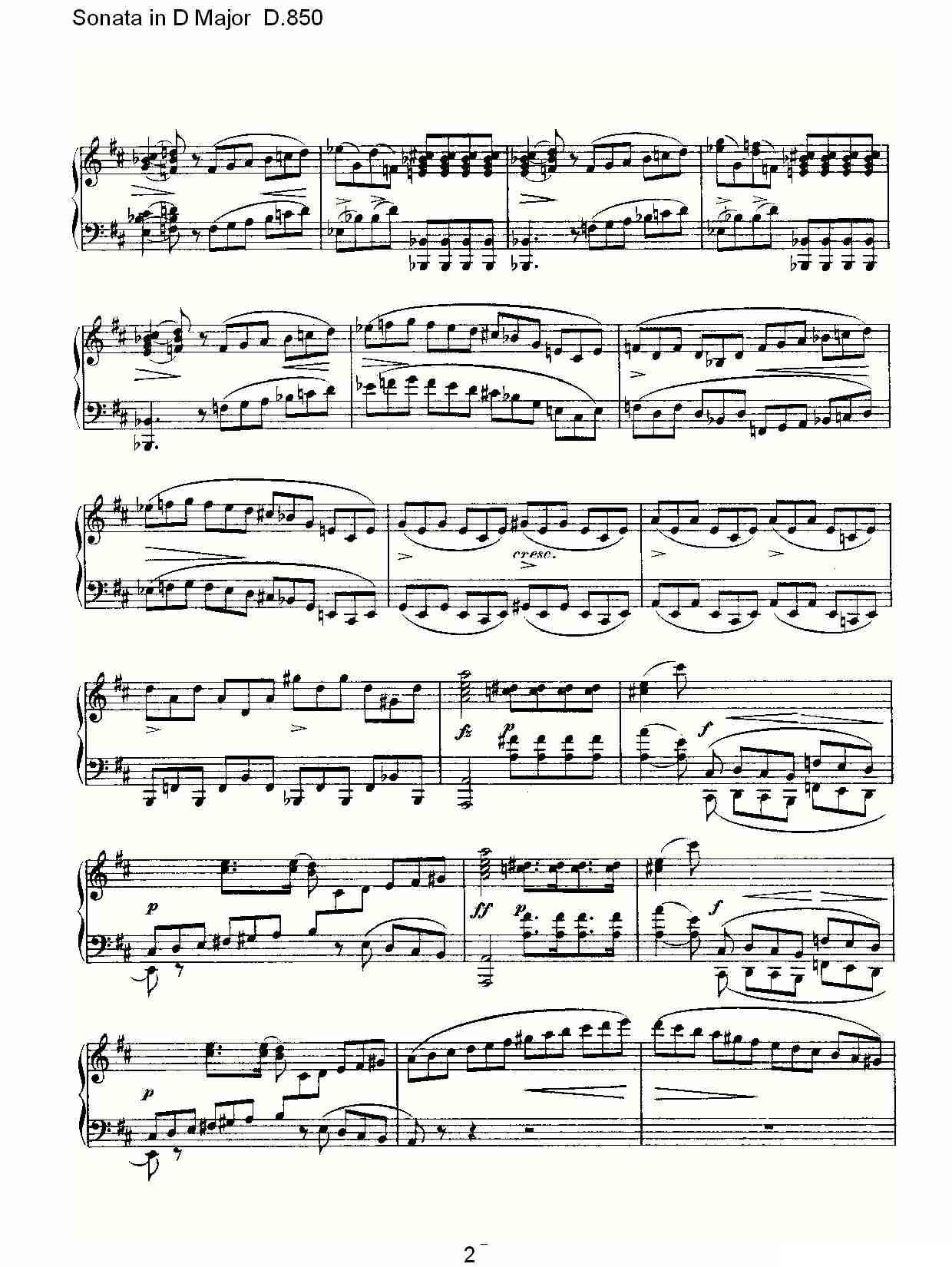 Sonata in D Major D.850（D大调奏鸣曲 D.850）钢琴曲谱（图2）