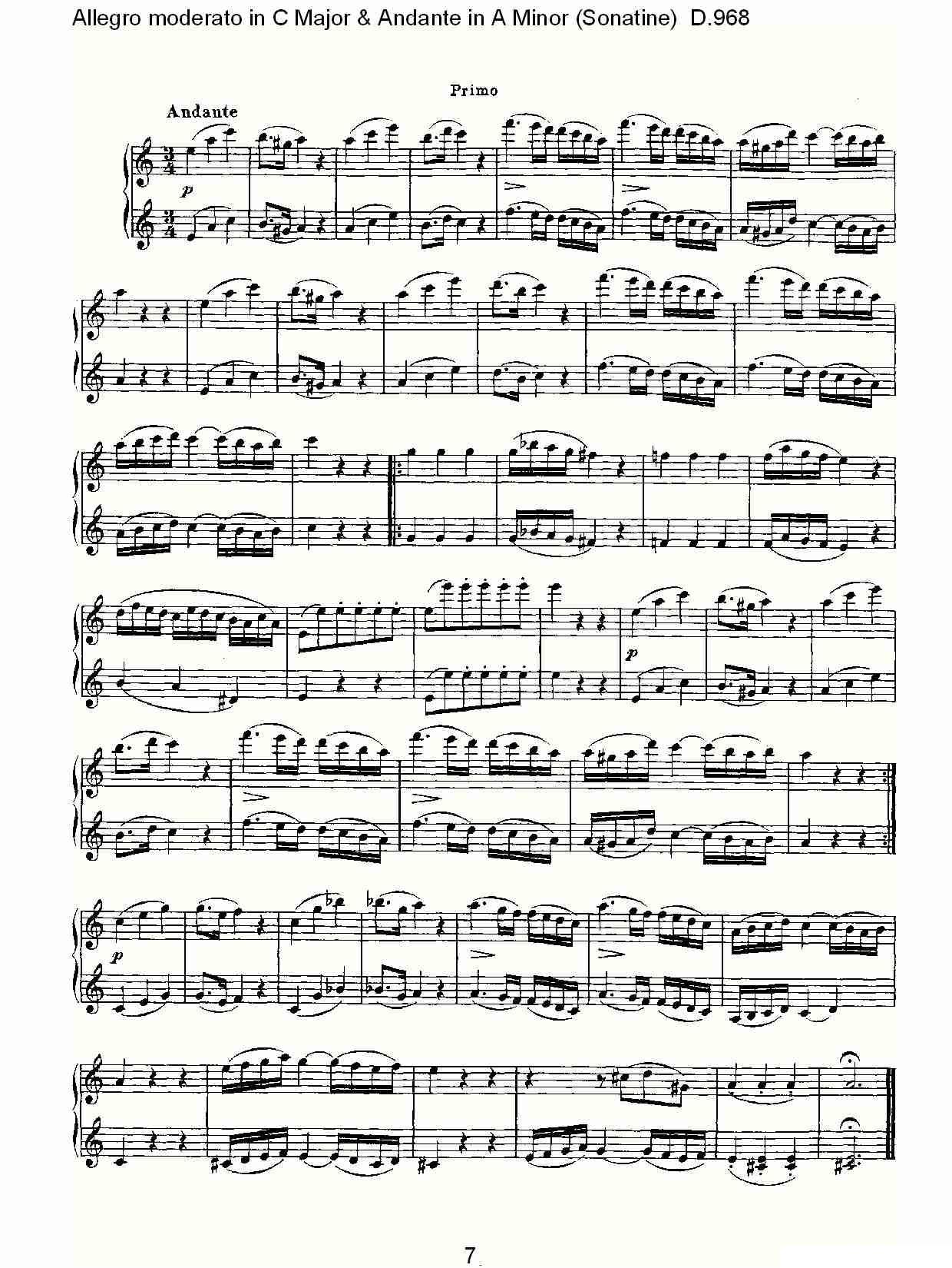 C大调快速的中板与A小调行板（小奏鸣曲)D.96）钢琴曲谱（图7）
