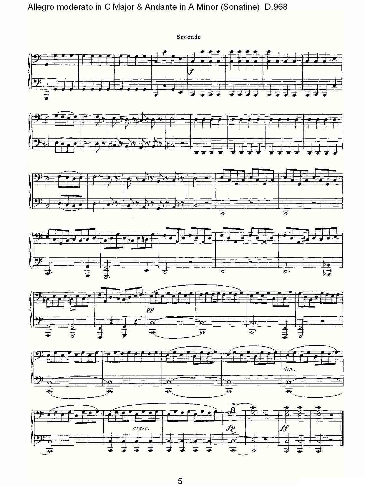 C大调快速的中板与A小调行板（小奏鸣曲)D.96）钢琴曲谱（图5）