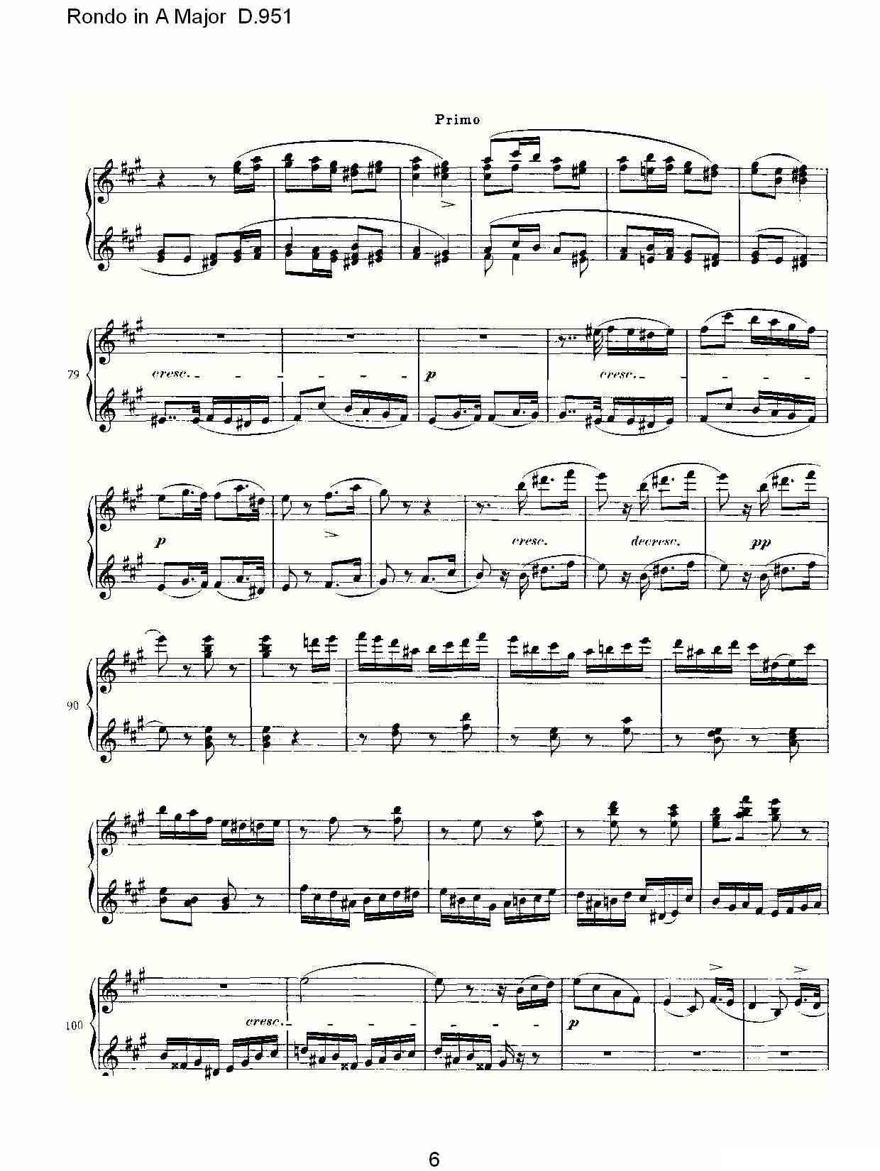 Rondo in A Major D.951（Ａ大调回旋曲D.951）钢琴曲谱（图6）