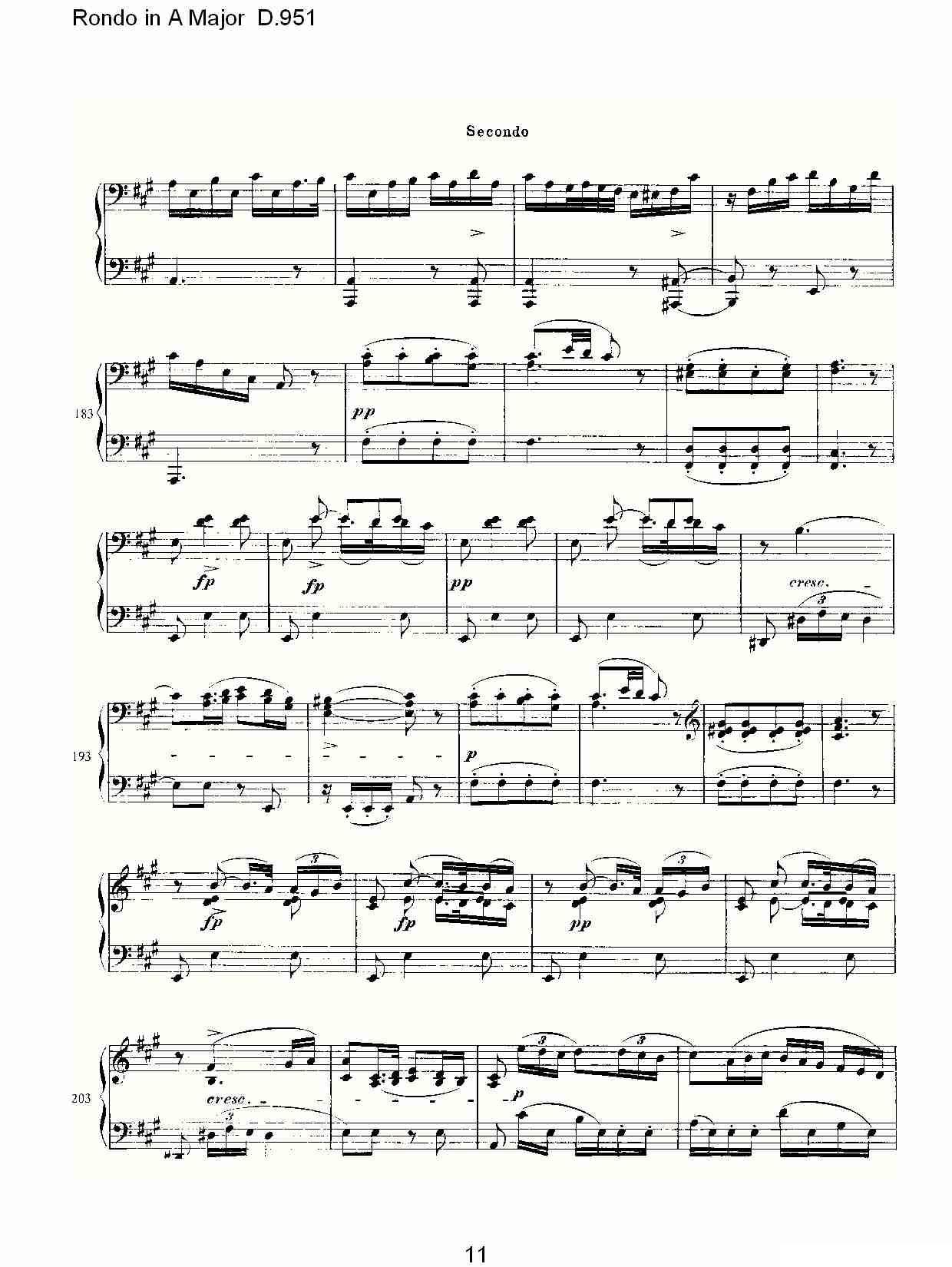 Rondo in A Major D.951（Ａ大调回旋曲D.951）钢琴曲谱（图11）