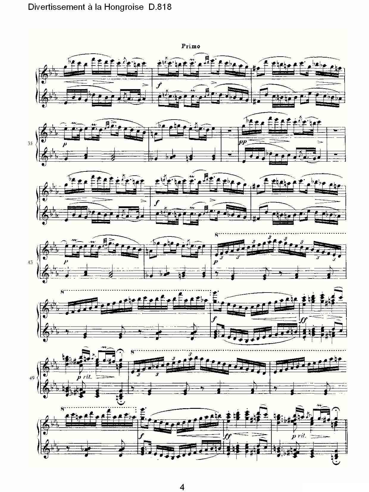 Divertissement à la Hongroise D.818钢琴曲谱（图4）
