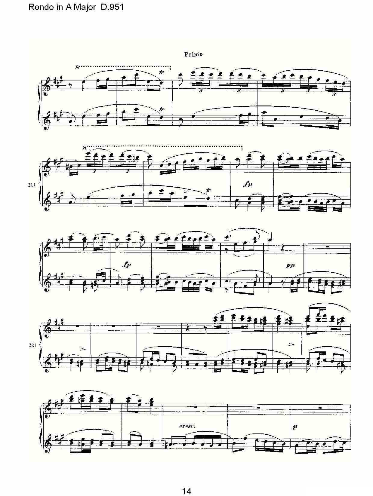 Rondo in A Major D.951（Ａ大调回旋曲D.951）钢琴曲谱（图14）