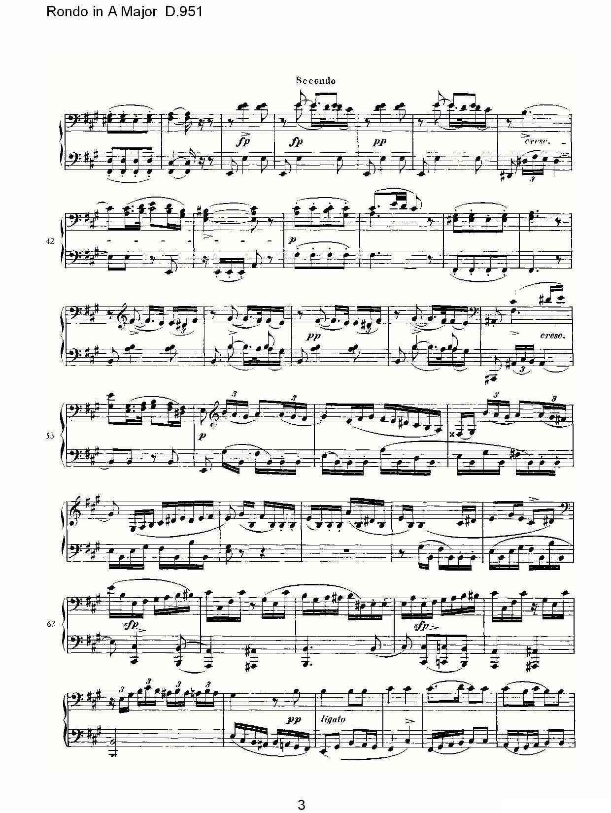 Rondo in A Major D.951（Ａ大调回旋曲D.951）钢琴曲谱（图3）