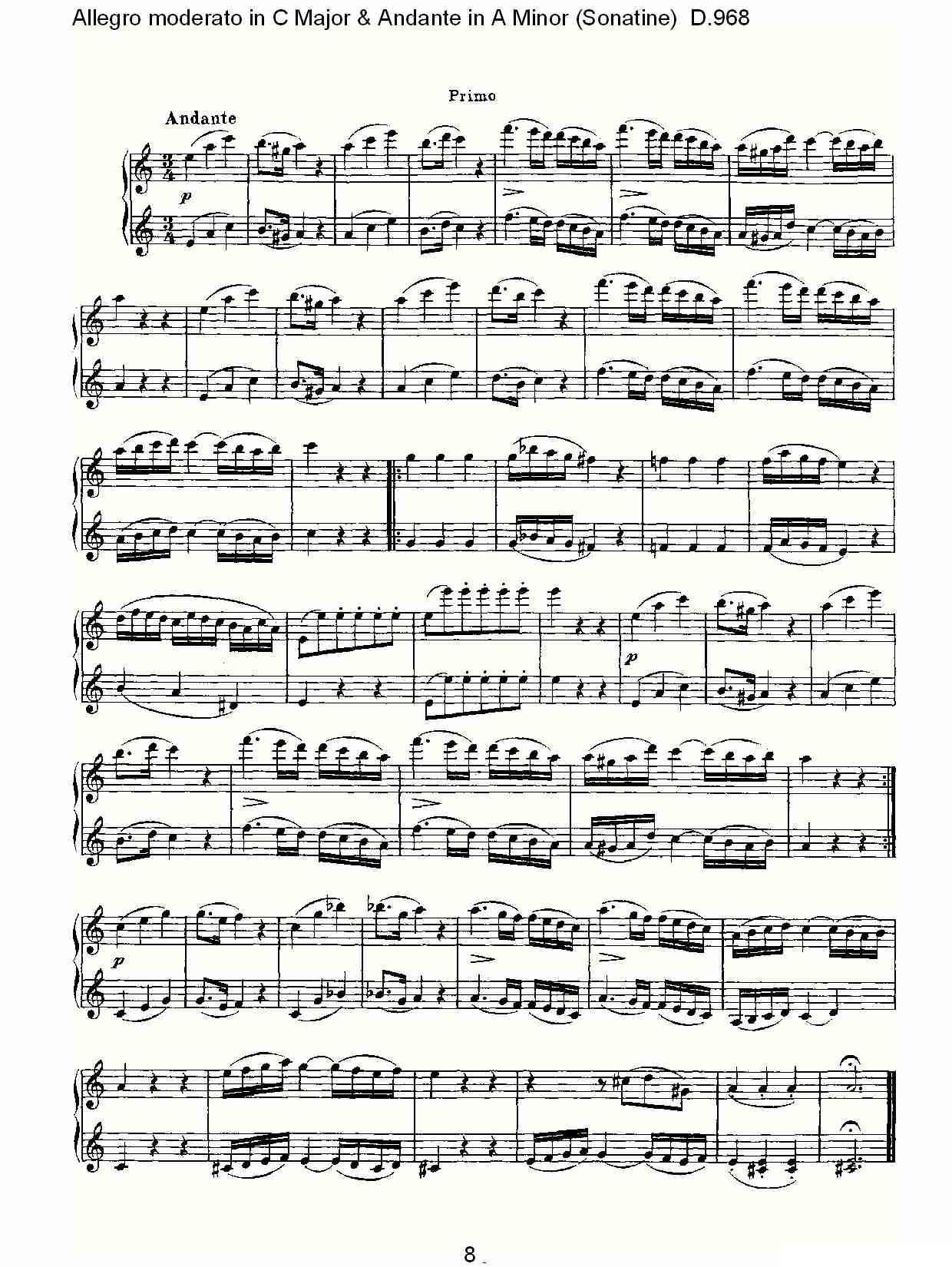 C大调快速的中板与A小调行板（小奏鸣曲)D.96）钢琴曲谱（图8）