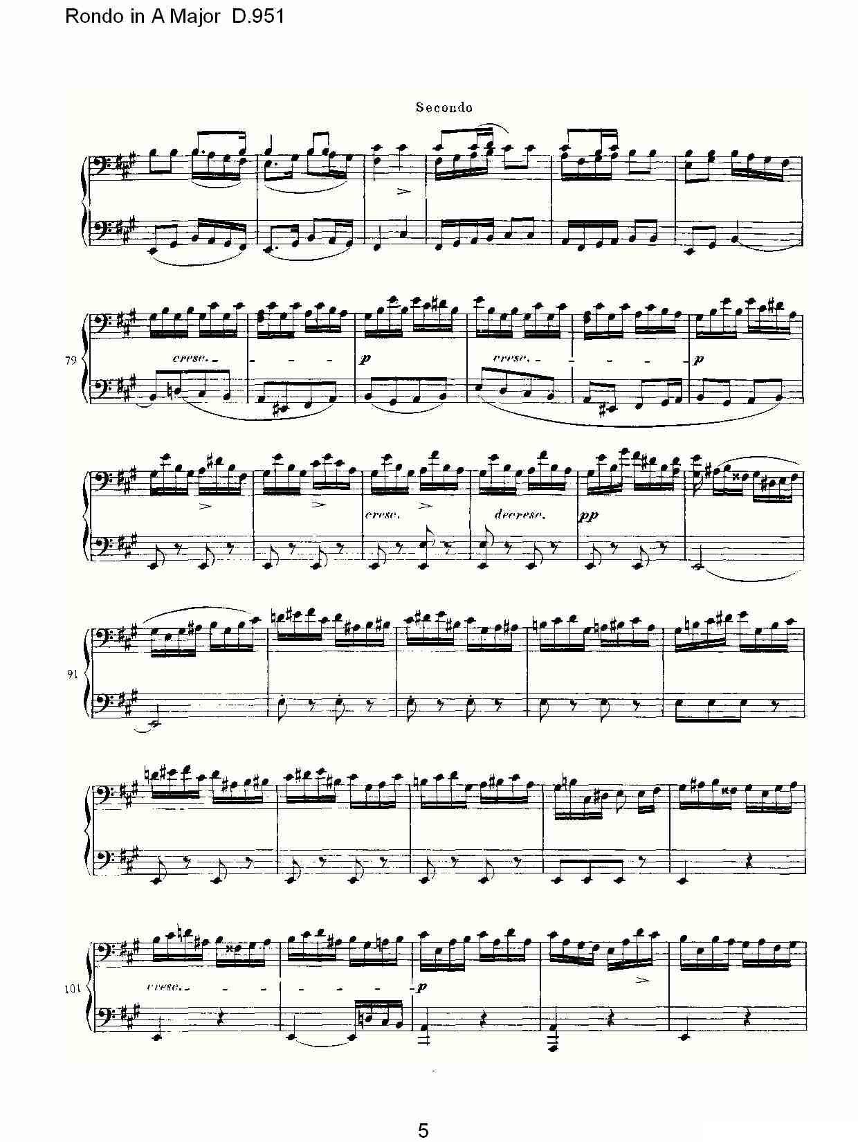 Rondo in A Major D.951（Ａ大调回旋曲D.951）钢琴曲谱（图5）
