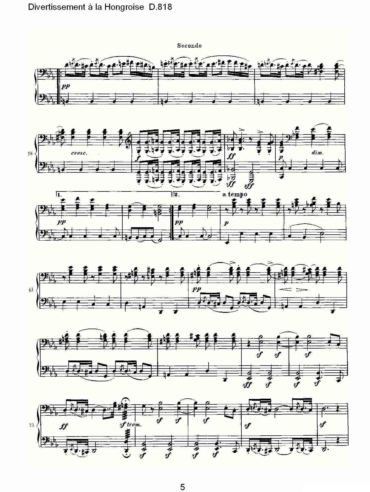 Divertissement à la Hongroise D.818钢琴曲谱（图5）