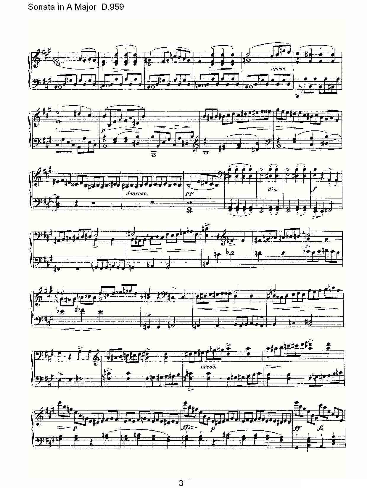 Sonata in A Major D.959（A大调奏鸣曲 D.959）钢琴曲谱（图3）