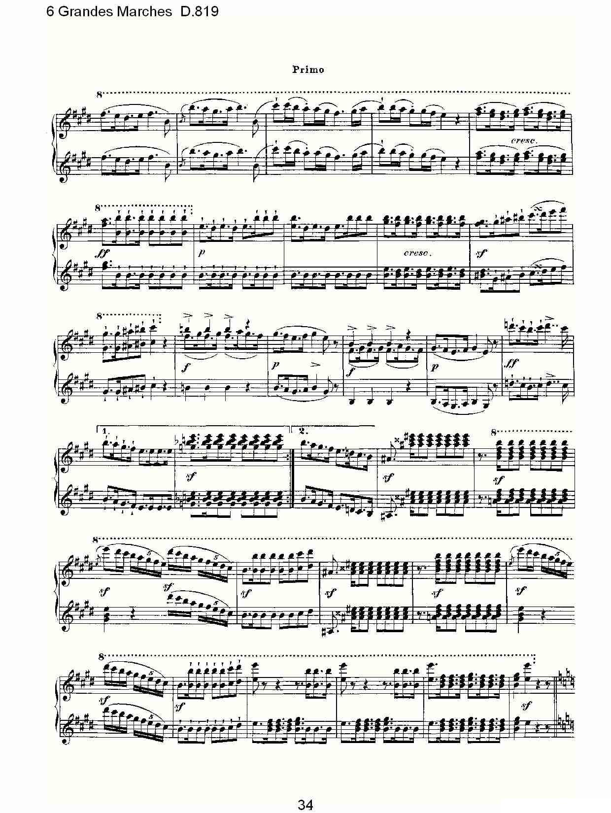 6 Grandes Marches D.819（6 贵族进行曲 D.819）钢琴曲谱（图34）