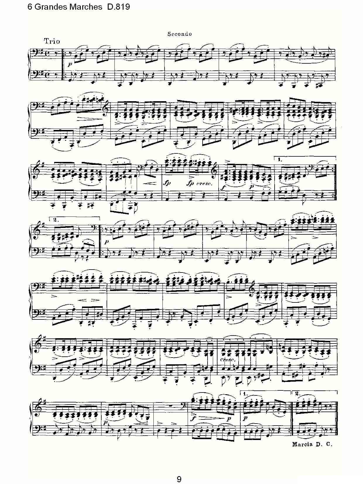 6 Grandes Marches D.819（6 贵族进行曲 D.819）钢琴曲谱（图9）