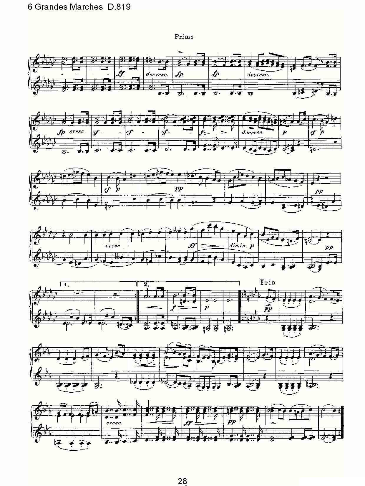 6 Grandes Marches D.819（6 贵族进行曲 D.819）钢琴曲谱（图28）