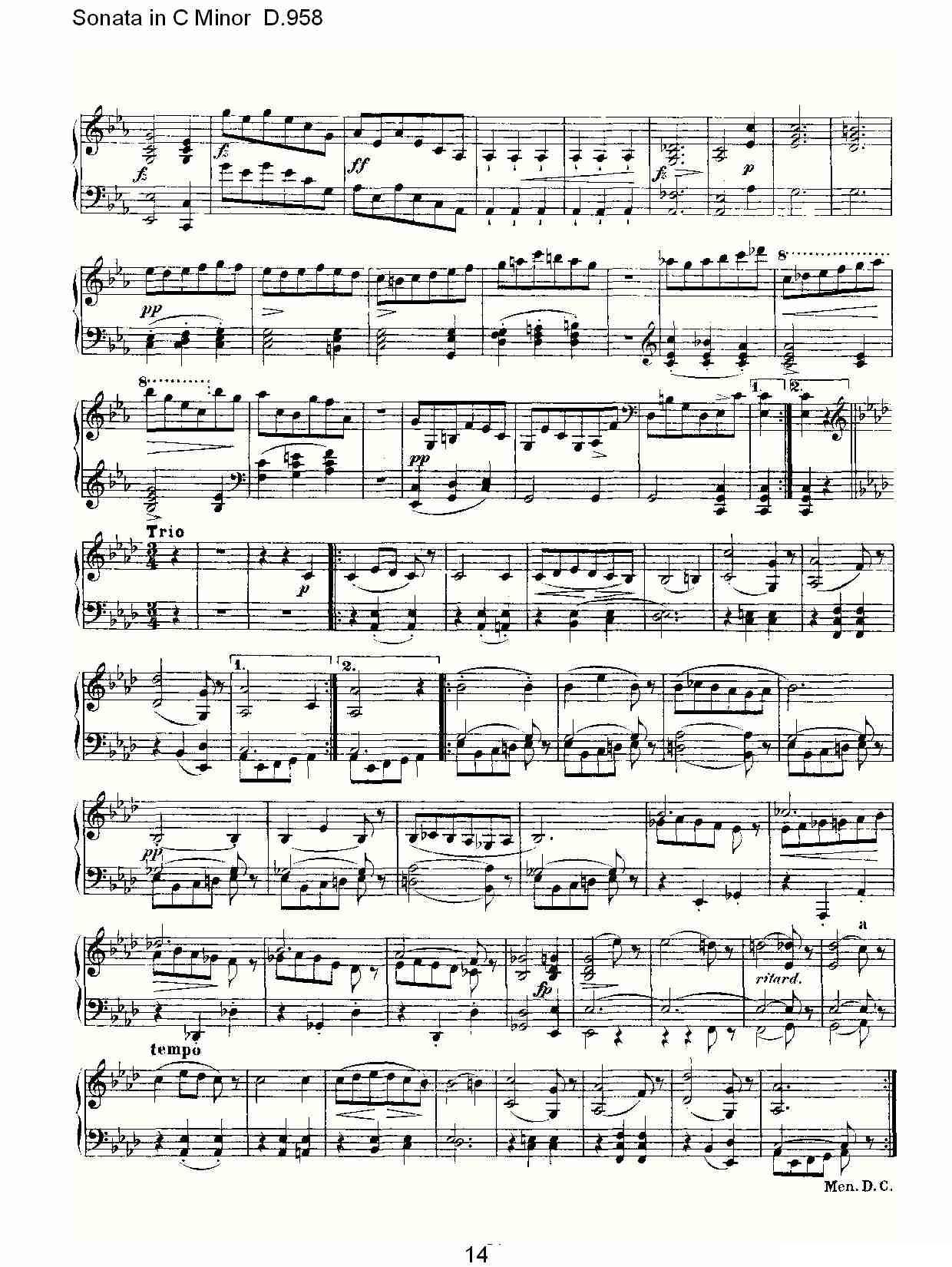 Sonata in C Minor D.958（C小调奏鸣曲 D.958）钢琴曲谱（图14）