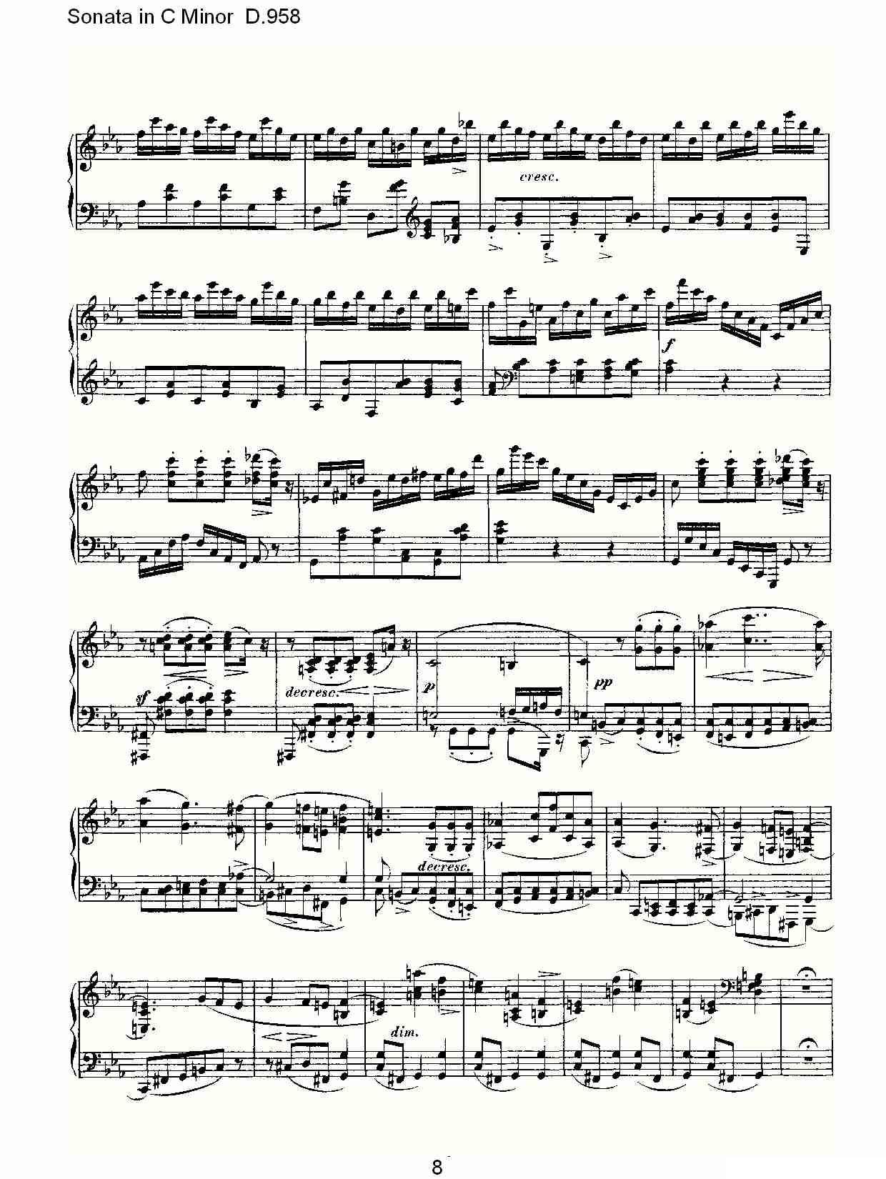 Sonata in C Minor D.958（C小调奏鸣曲 D.958）钢琴曲谱（图8）