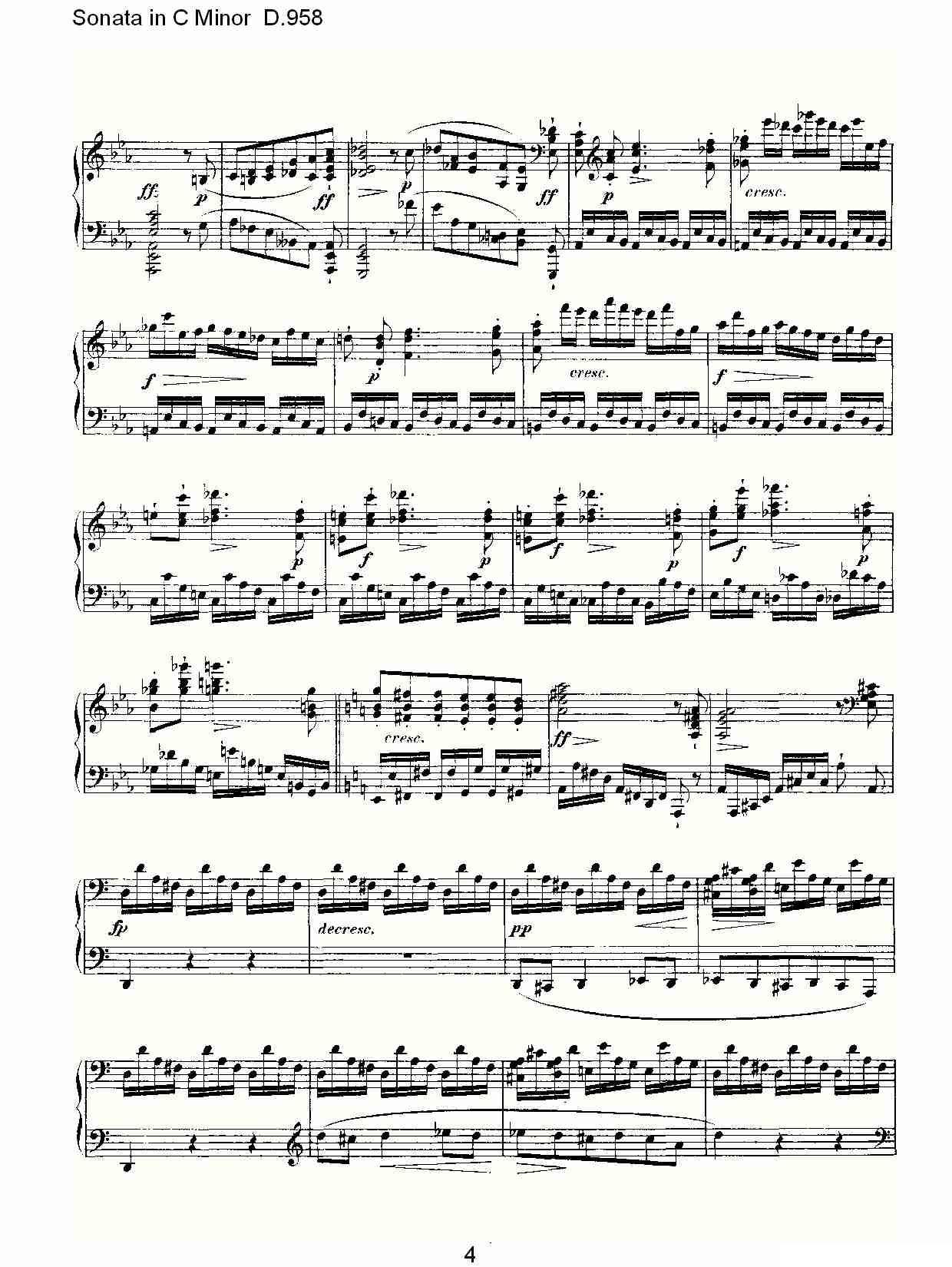 Sonata in C Minor D.958（C小调奏鸣曲 D.958）钢琴曲谱（图4）