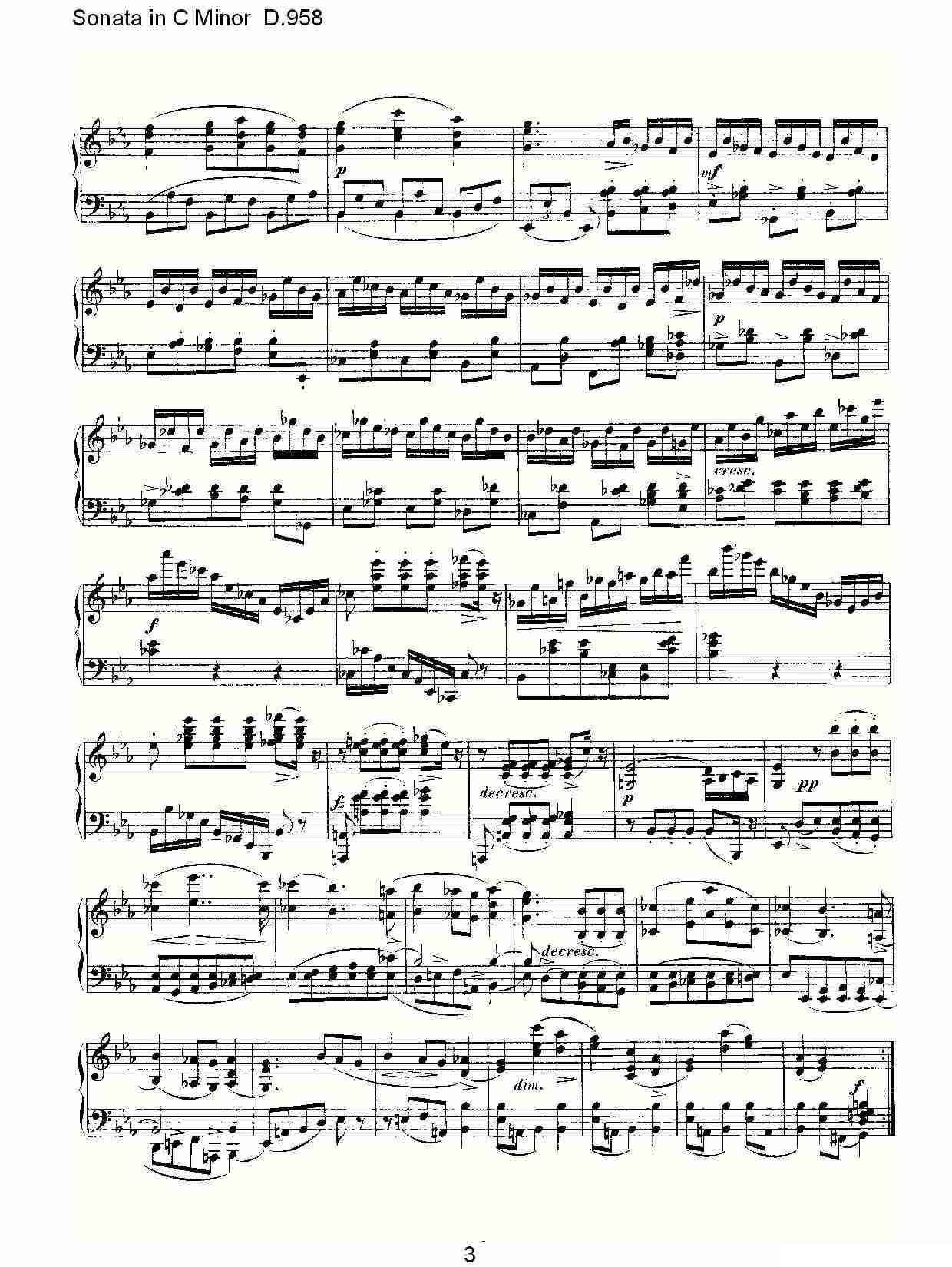 Sonata in C Minor D.958（C小调奏鸣曲 D.958）钢琴曲谱（图3）