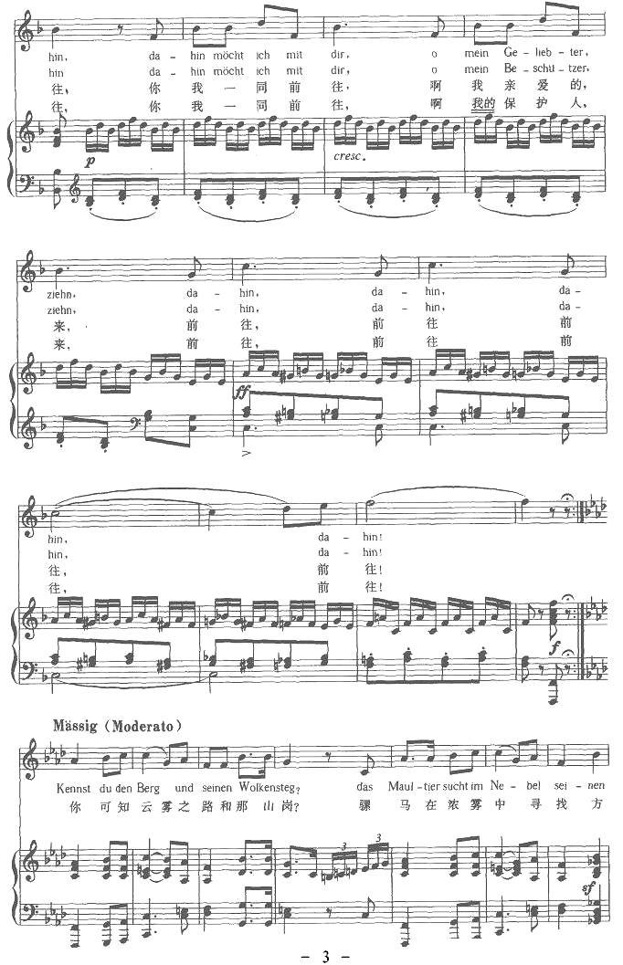 [奥] 迷娘之歌（中外文对照版、正谱）钢琴曲谱（图3）