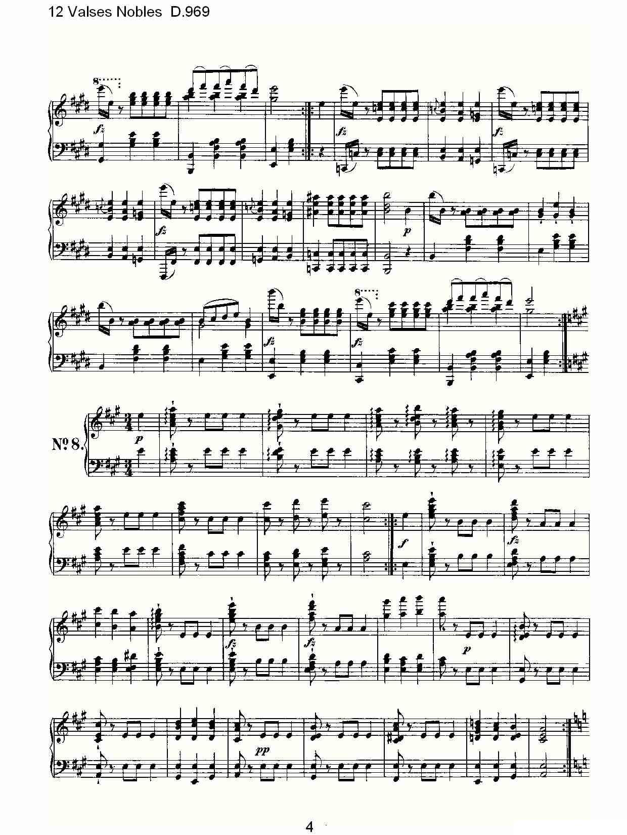 12 Valses Nobles D.969（12 贵族圆舞曲 D.969）钢琴曲谱（图4）
