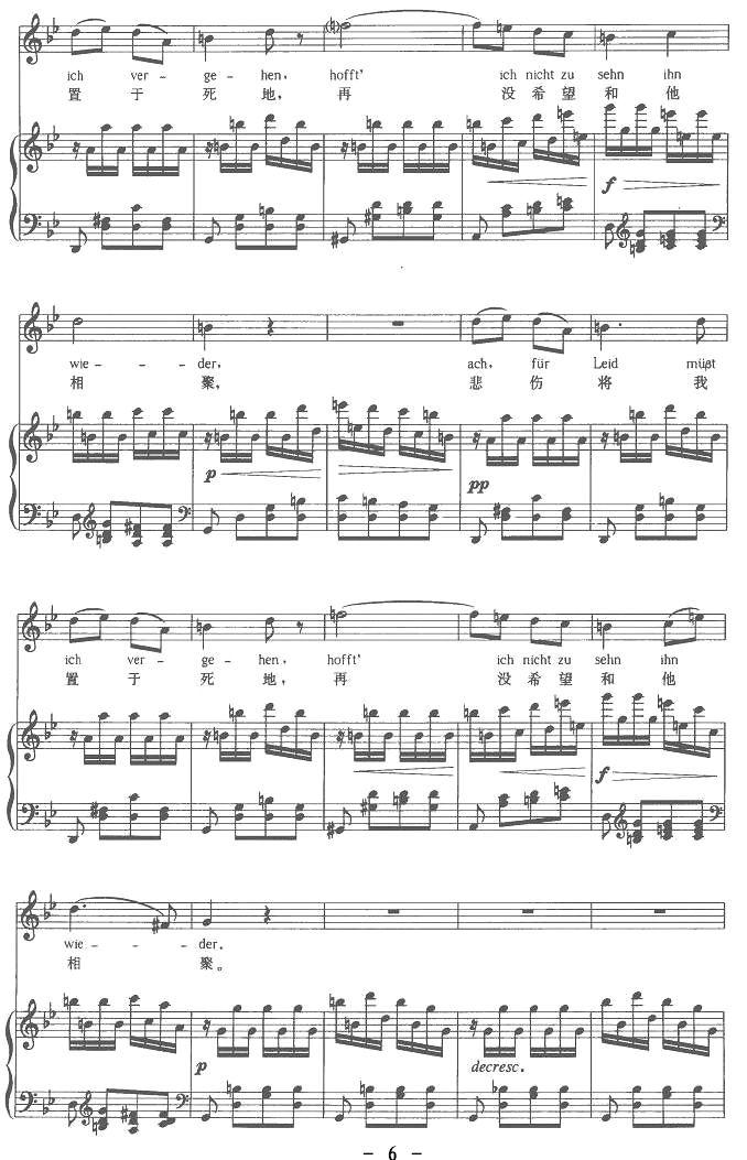 苏莱卡的第二支歌（中外文对照版、正谱 [奥]）钢琴曲谱（图6）