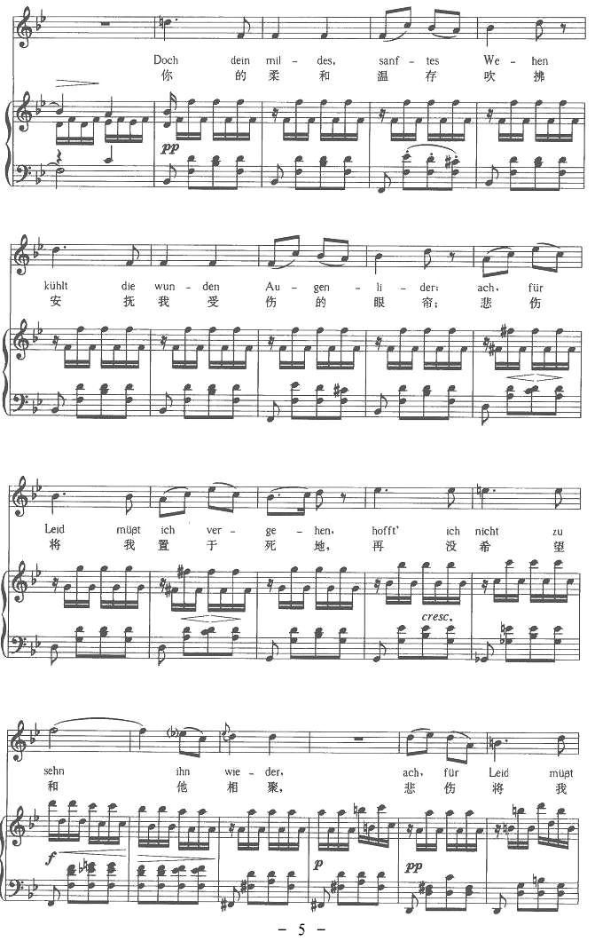 苏莱卡的第二支歌（中外文对照版、正谱 [奥]）钢琴曲谱（图5）