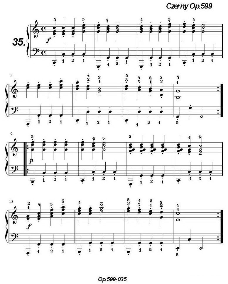 《车尔尼练习曲》OP.599之031-040钢琴曲谱（图5）