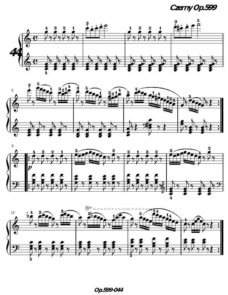 《车尔尼练习曲》OP.599之041-050钢琴曲谱（图4）