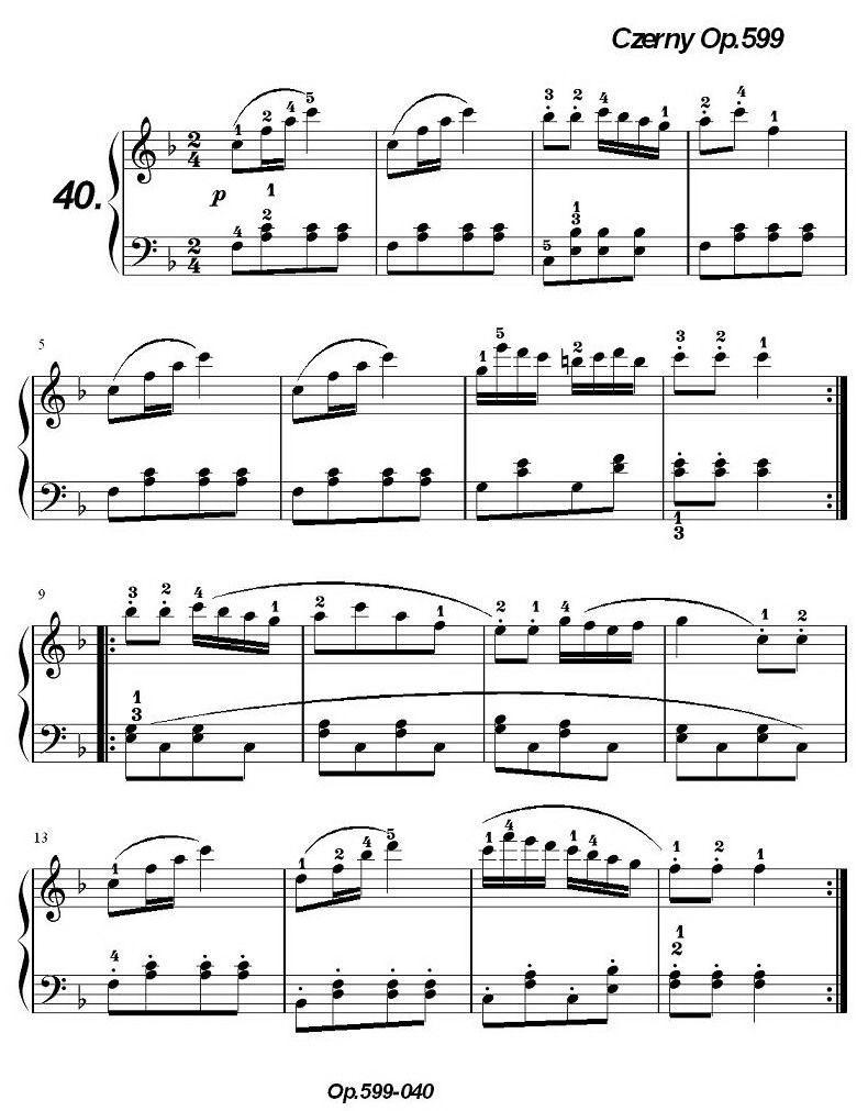《车尔尼练习曲》OP.599之031-040钢琴曲谱（图10）