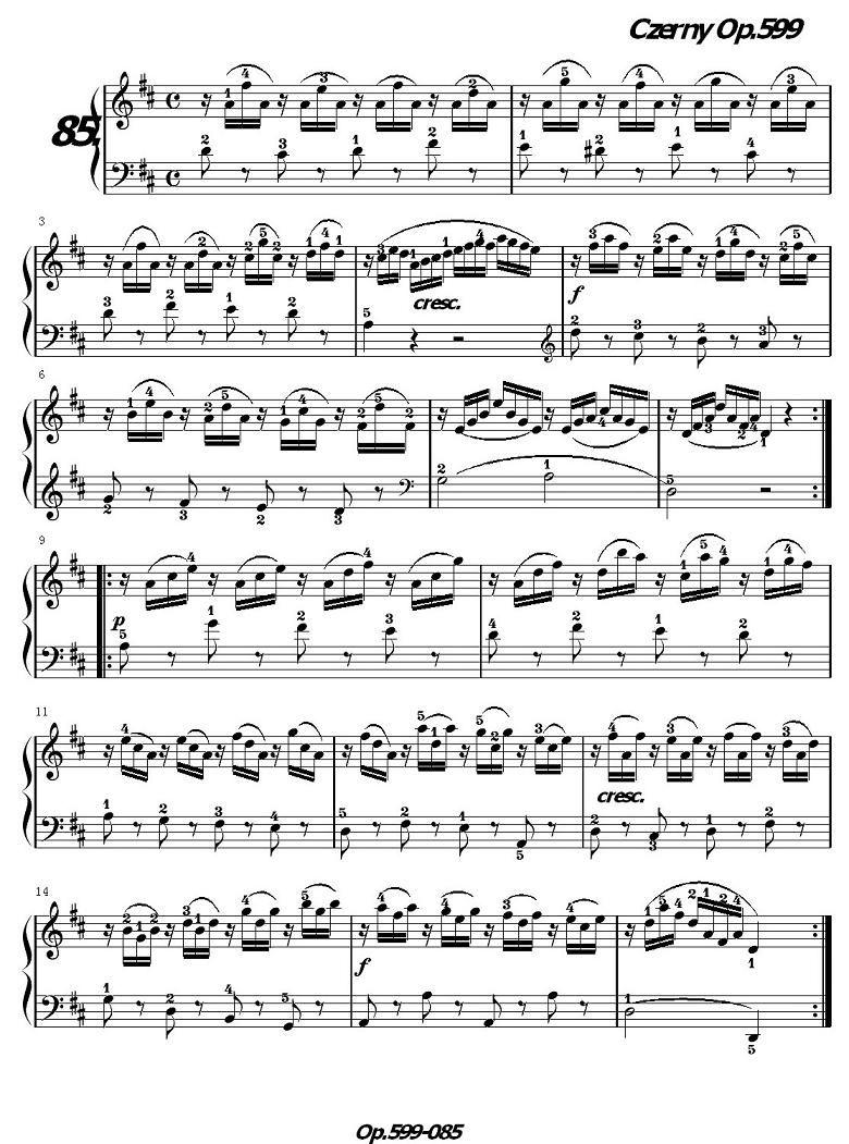 《车尔尼练习曲》OP.599之081-090钢琴曲谱（图5）