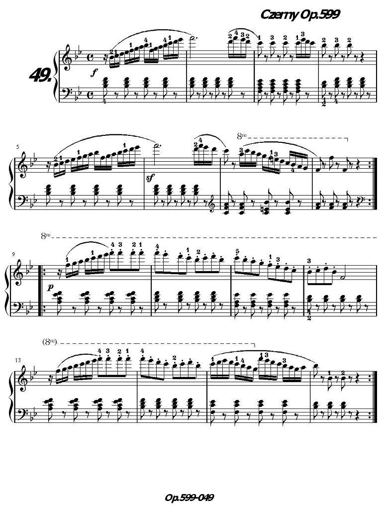 《车尔尼练习曲》OP.599之041-050钢琴曲谱（图9）