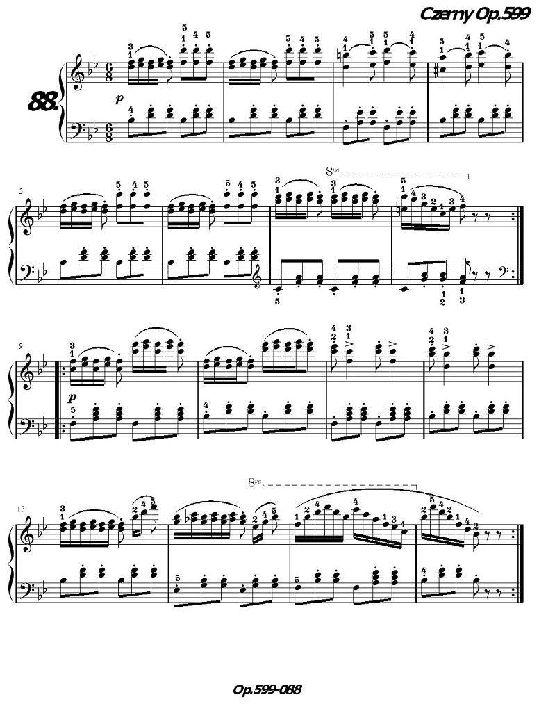 《车尔尼练习曲》OP.599之081-090钢琴曲谱（图8）