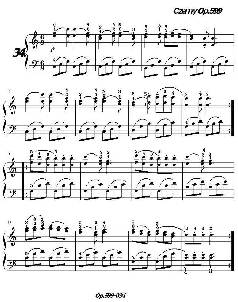 《车尔尼练习曲》OP.599之031-040钢琴曲谱（图4）