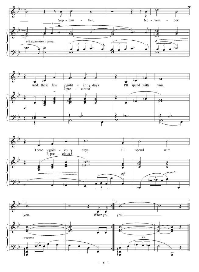 九月之歌（正谱 [美]）钢琴曲谱（图4）