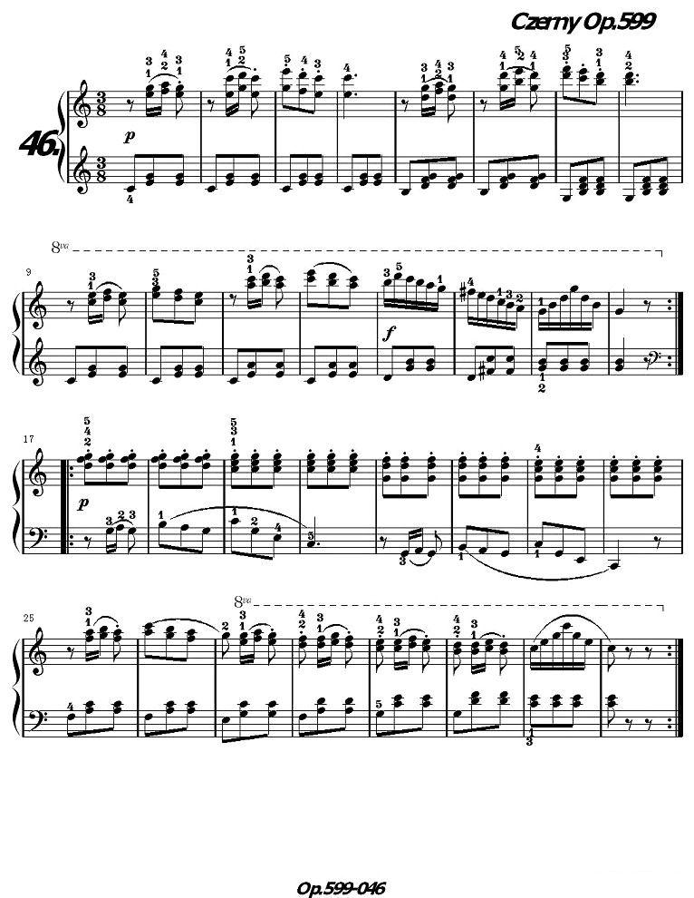 《车尔尼练习曲》OP.599之041-050钢琴曲谱（图6）