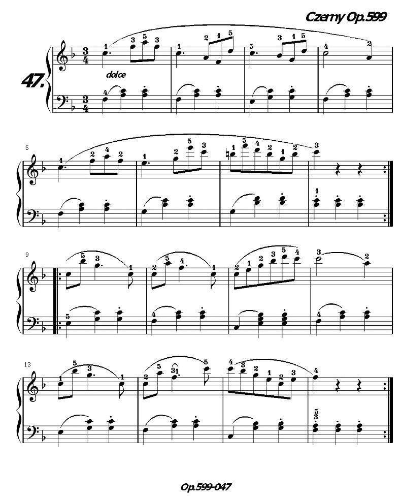《车尔尼练习曲》OP.599之041-050钢琴曲谱（图7）