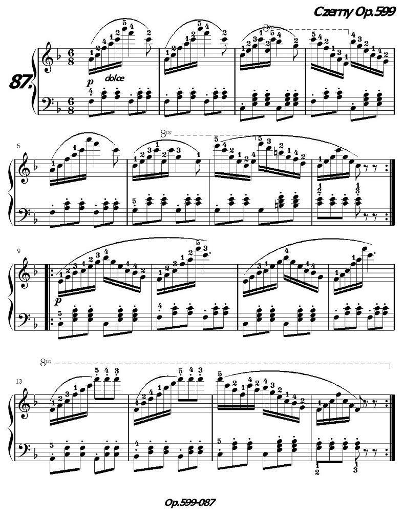 《车尔尼练习曲》OP.599之081-090钢琴曲谱（图7）