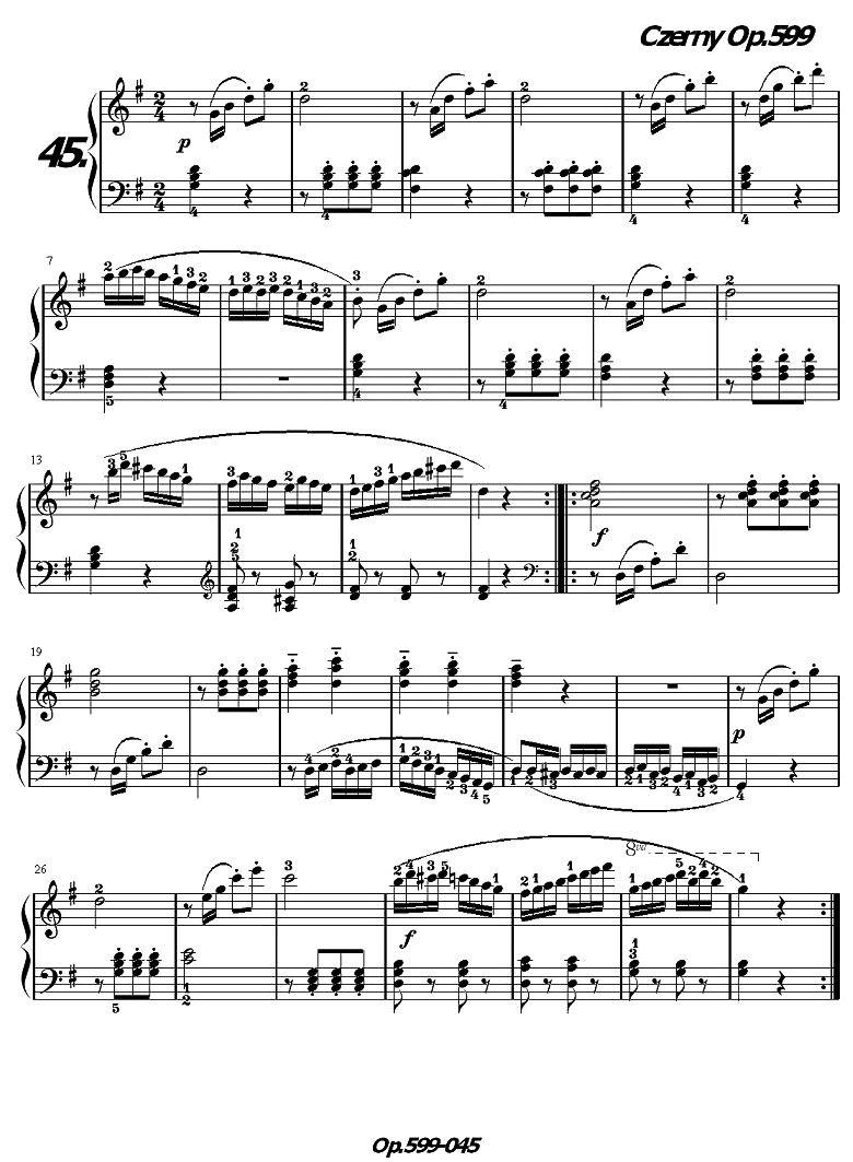 《车尔尼练习曲》OP.599之041-050钢琴曲谱（图5）