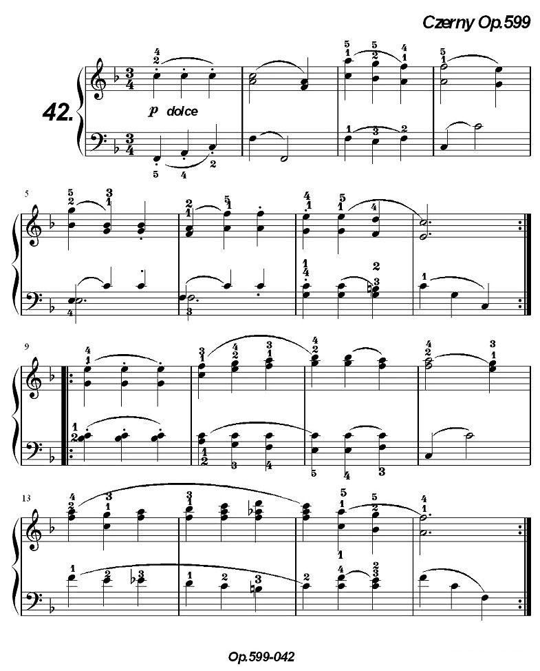 《车尔尼练习曲》OP.599之041-050钢琴曲谱（图2）