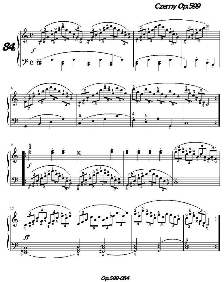 《车尔尼练习曲》OP.599之081-090钢琴曲谱（图4）