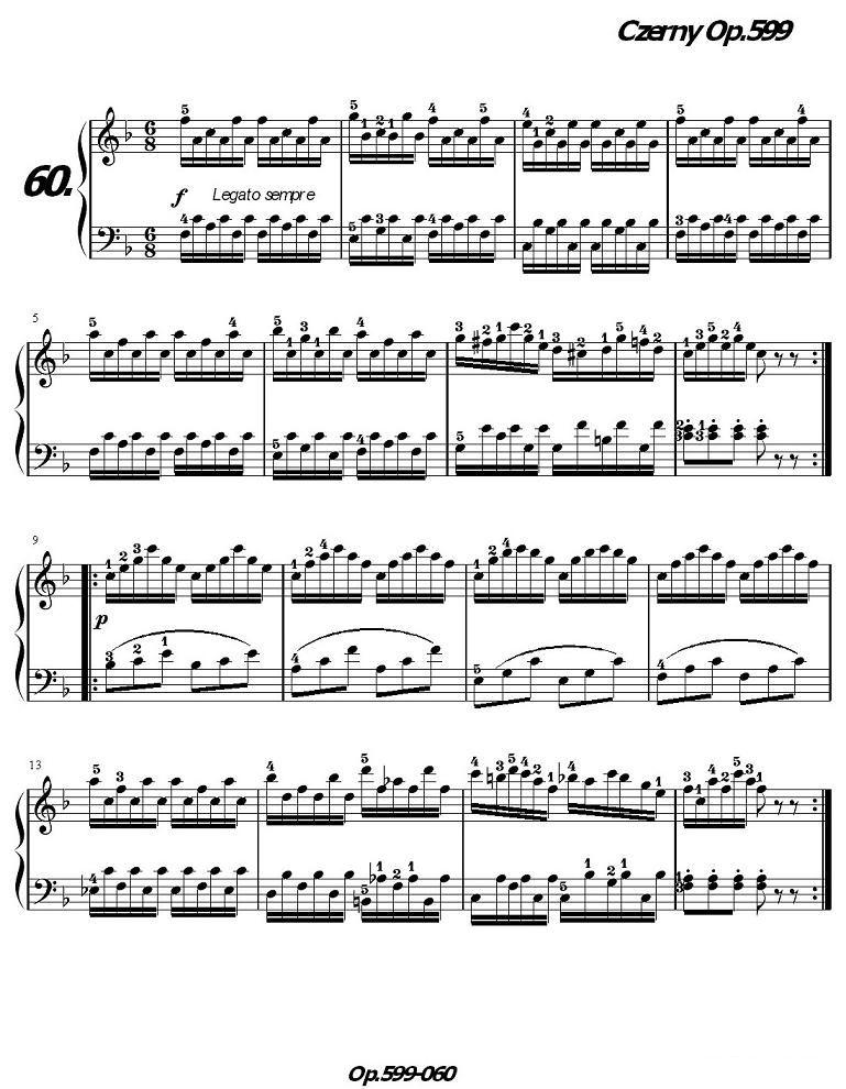 《车尔尼练习曲》OP.599之051-060钢琴曲谱（图10）