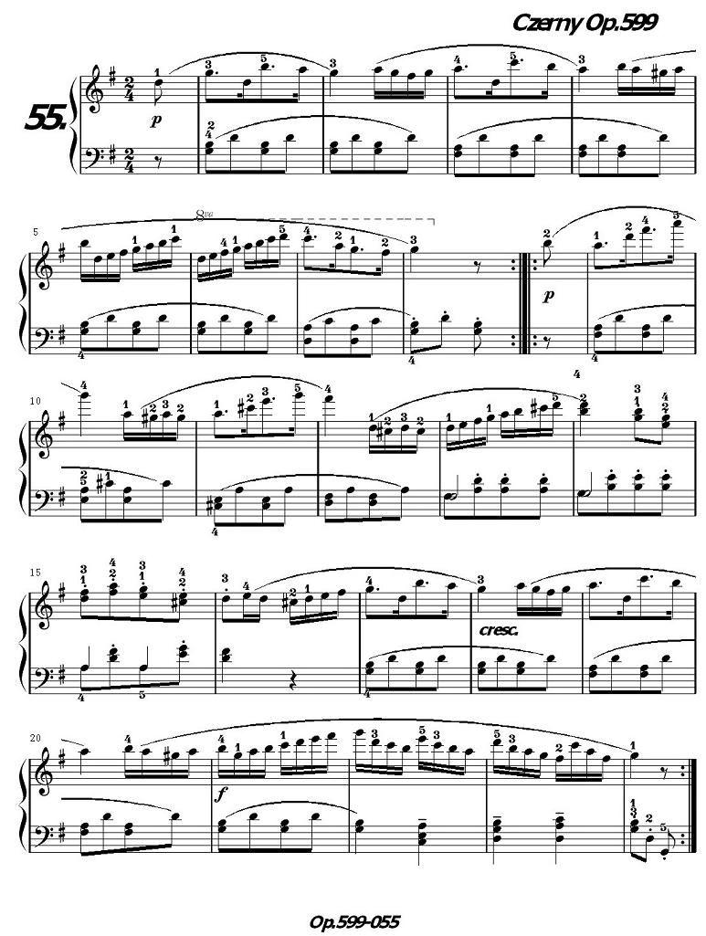 《车尔尼练习曲》OP.599之051-060钢琴曲谱（图5）