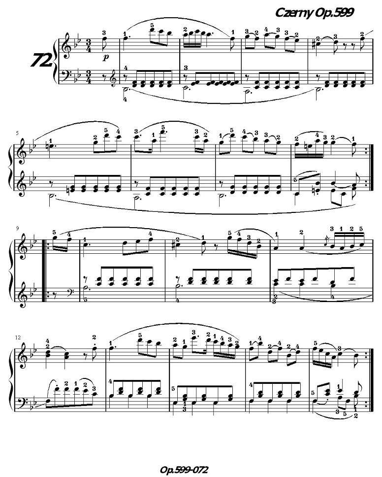 《车尔尼练习曲》OP.599之071-080钢琴曲谱（图2）