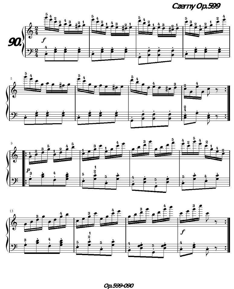 《车尔尼练习曲》OP.599之081-090钢琴曲谱（图10）
