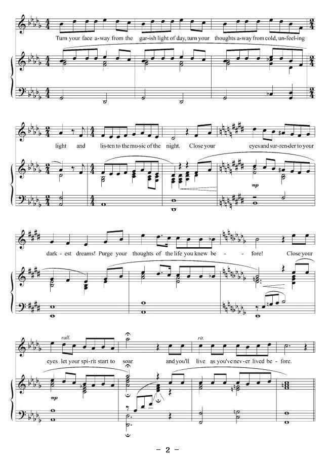 夜之歌（正谱 [美]）钢琴曲谱（图2）