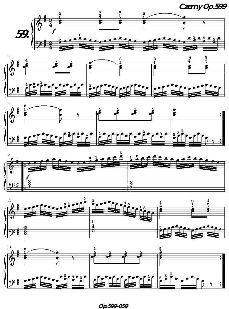 《车尔尼练习曲》OP.599之051-060钢琴曲谱（图9）